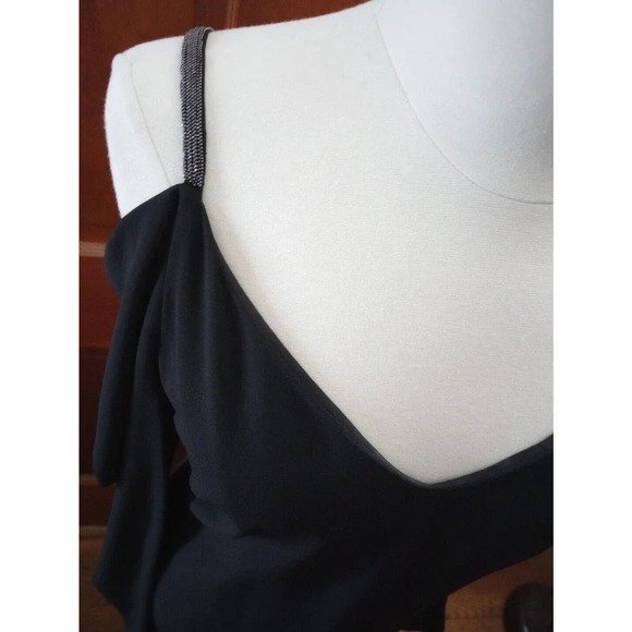 Halston Heritage Evening Maxi Dress Sz 4 Black Gothic Vampire Sexy - Picture 3 of 9